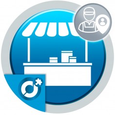 Allows sellers to register as shop contacts to appear positioned on the page or stores map of the marketplace.